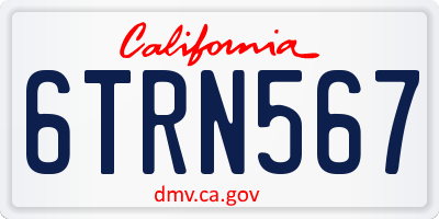 CA license plate 6TRN567