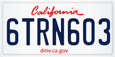 CA license plate 6TRN603