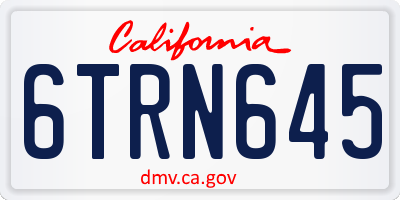 CA license plate 6TRN645
