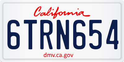 CA license plate 6TRN654