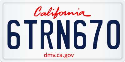 CA license plate 6TRN670
