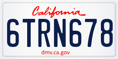 CA license plate 6TRN678