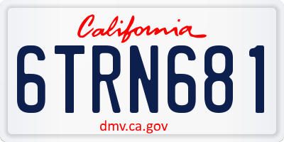 CA license plate 6TRN681