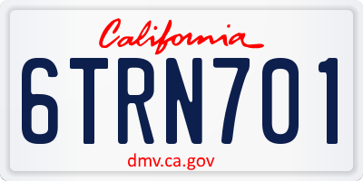 CA license plate 6TRN701