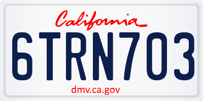 CA license plate 6TRN703