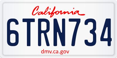 CA license plate 6TRN734