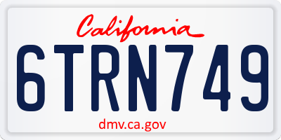 CA license plate 6TRN749