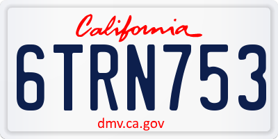 CA license plate 6TRN753