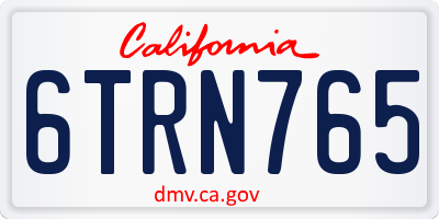 CA license plate 6TRN765