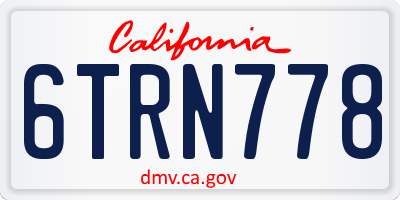 CA license plate 6TRN778