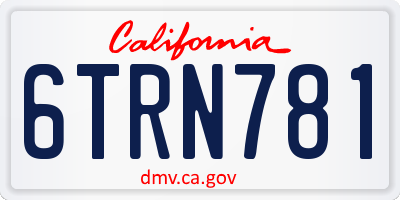 CA license plate 6TRN781