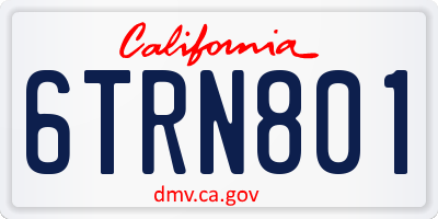 CA license plate 6TRN801
