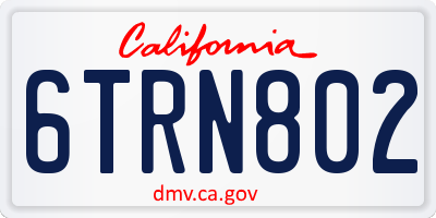 CA license plate 6TRN802