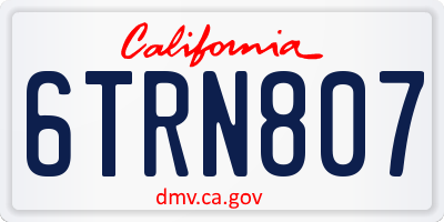 CA license plate 6TRN807