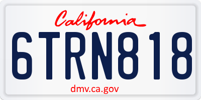 CA license plate 6TRN818