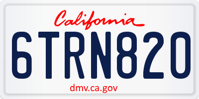 CA license plate 6TRN820
