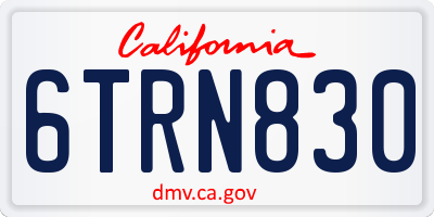 CA license plate 6TRN830