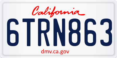 CA license plate 6TRN863