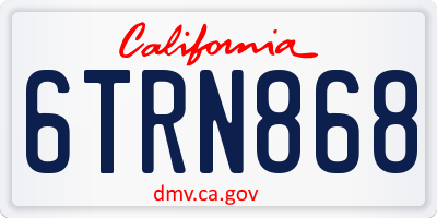 CA license plate 6TRN868
