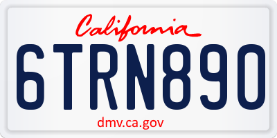 CA license plate 6TRN890