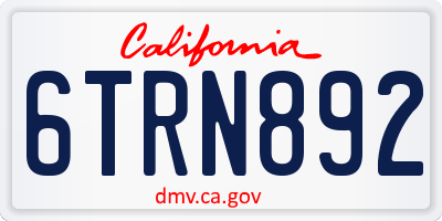 CA license plate 6TRN892