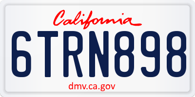 CA license plate 6TRN898