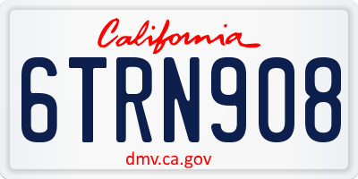 CA license plate 6TRN908