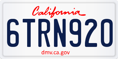 CA license plate 6TRN920