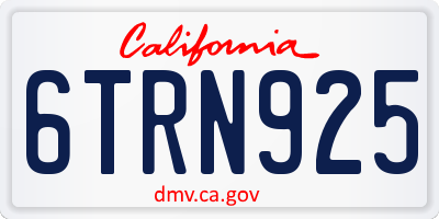 CA license plate 6TRN925