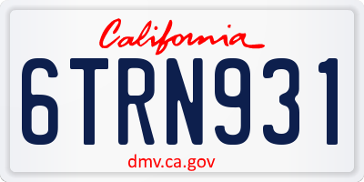 CA license plate 6TRN931