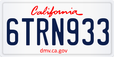 CA license plate 6TRN933