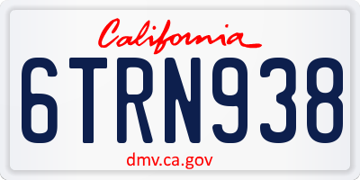CA license plate 6TRN938
