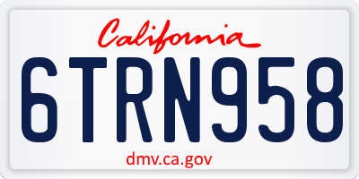 CA license plate 6TRN958