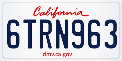 CA license plate 6TRN963