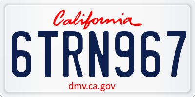 CA license plate 6TRN967