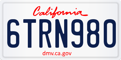 CA license plate 6TRN980