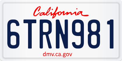 CA license plate 6TRN981