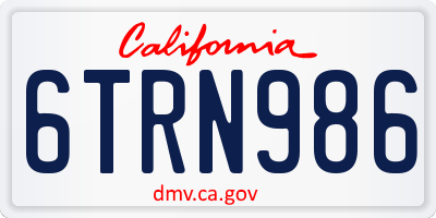 CA license plate 6TRN986