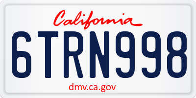 CA license plate 6TRN998