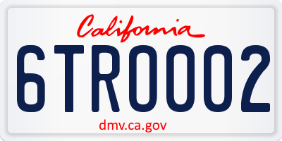 CA license plate 6TRO002