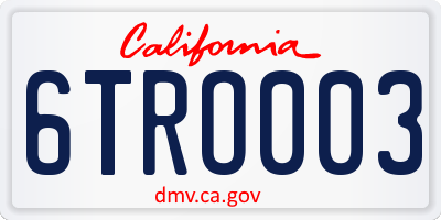 CA license plate 6TRO003