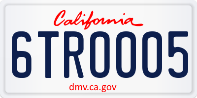 CA license plate 6TRO005