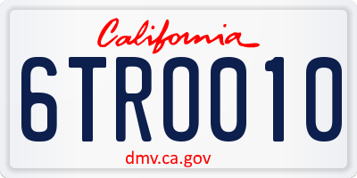 CA license plate 6TRO010