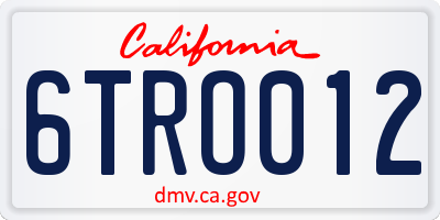 CA license plate 6TRO012