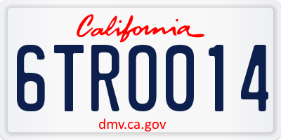 CA license plate 6TRO014
