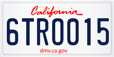CA license plate 6TRO015