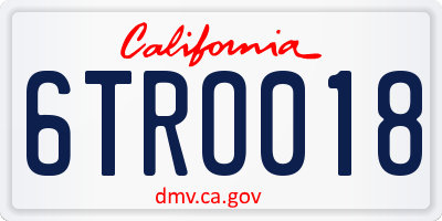 CA license plate 6TRO018