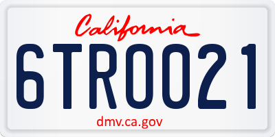CA license plate 6TRO021