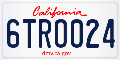 CA license plate 6TRO024