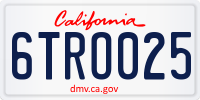 CA license plate 6TRO025